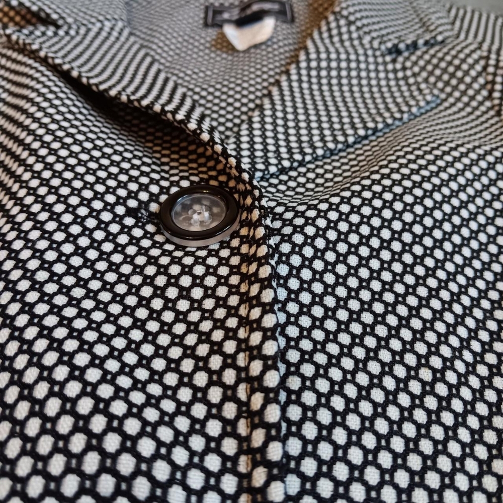 Vintage Black & White Dots Women's Suit Jacket Blazer Size 16 Retro Office Coat - Picture 5 of 9